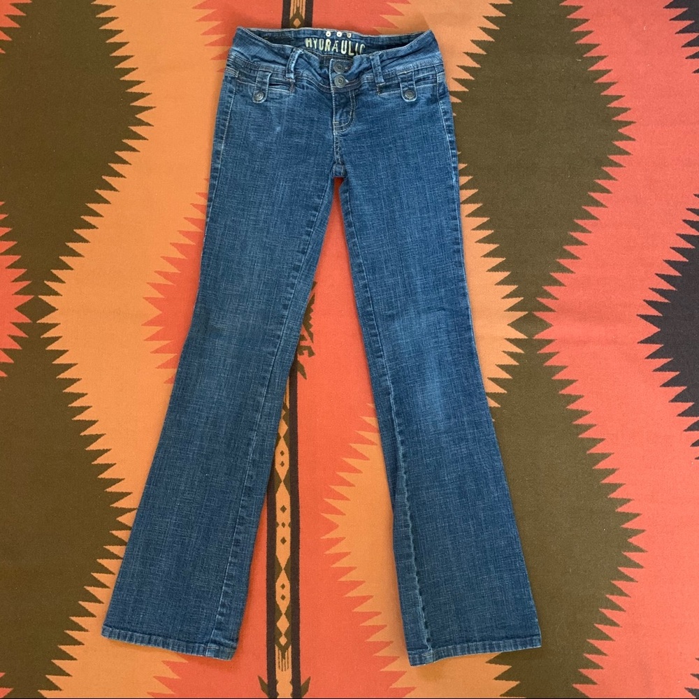 Hydraulic flared low rise jeans